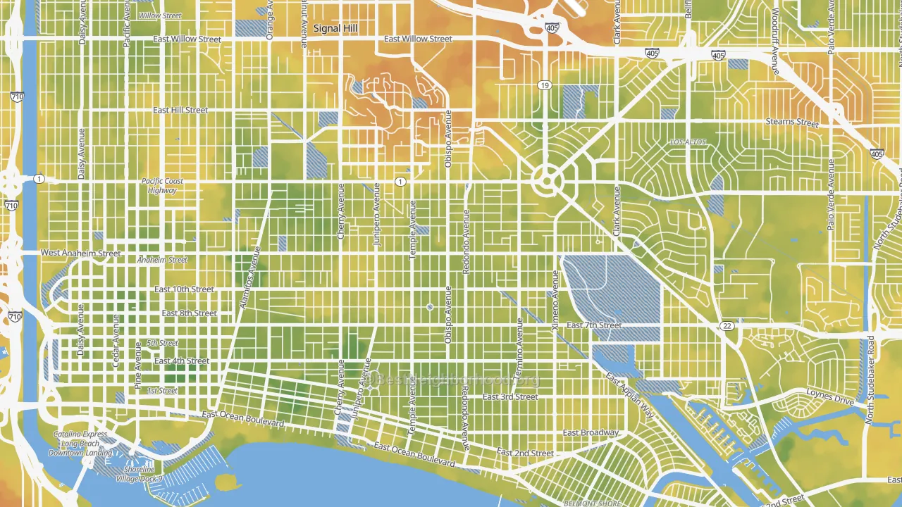 Bike Grade map of 90804, CA