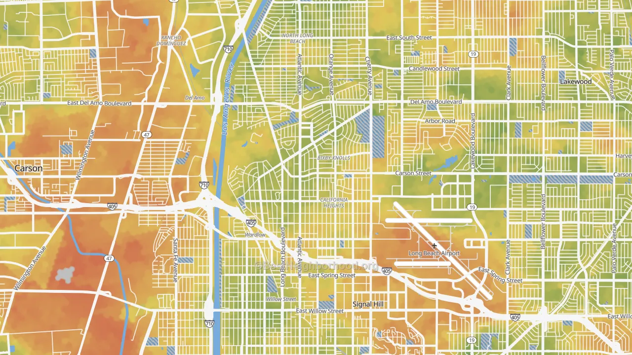 Bike Grade map of 90807, CA