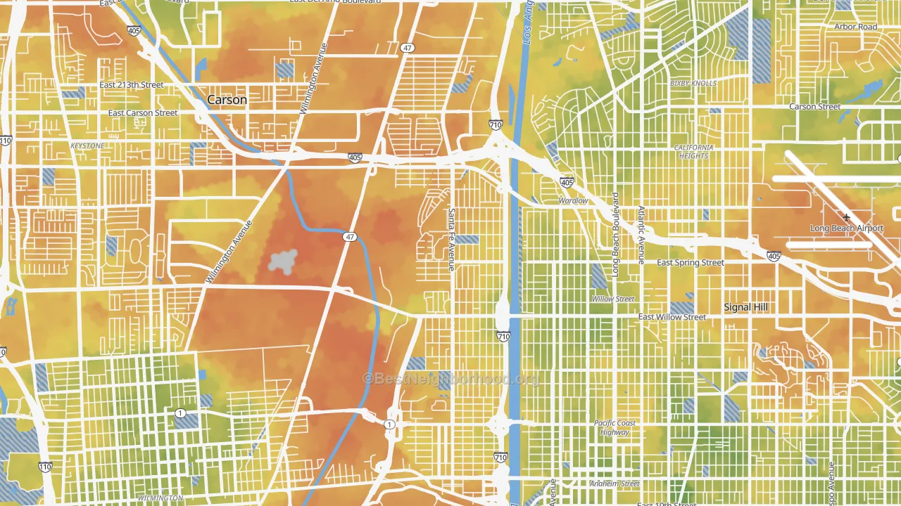 Bike Grade map of 90810, CA