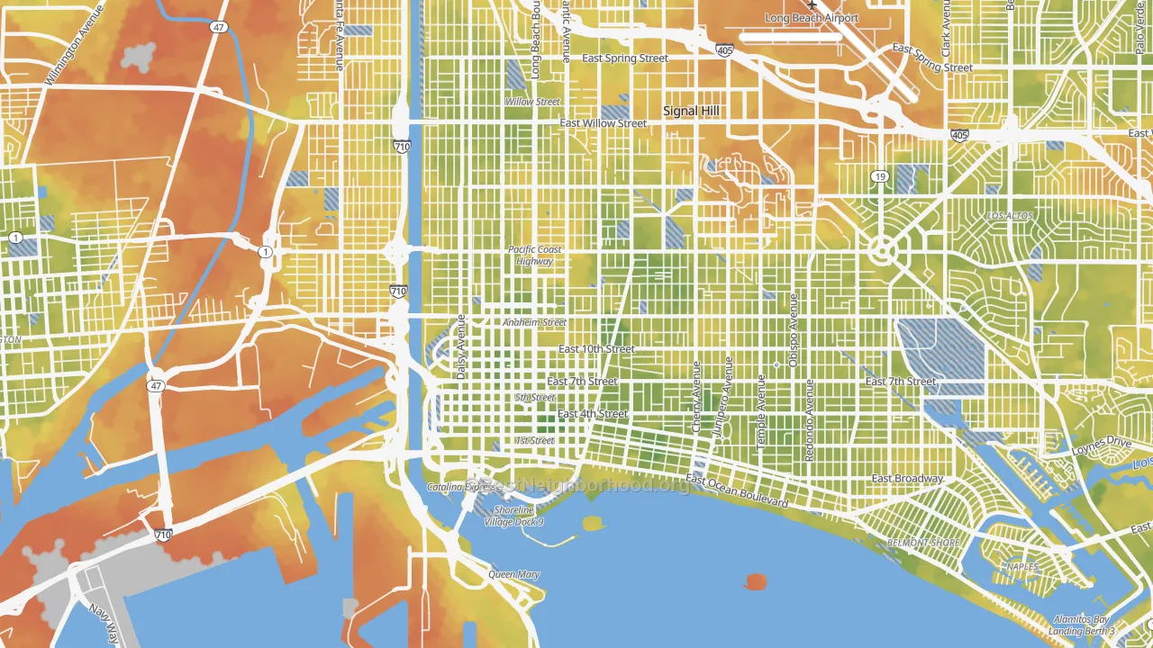 Bike Grade map of 90813, CA