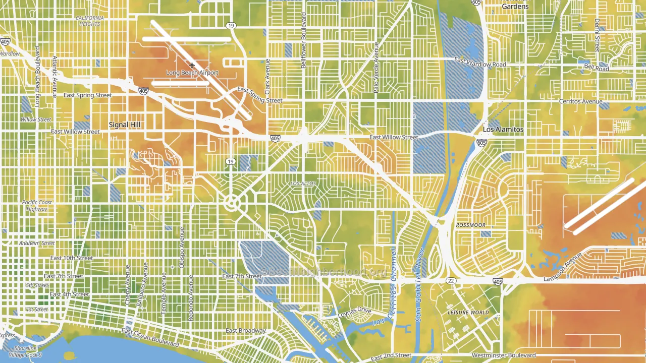 Bike Grade map of 90815, CA