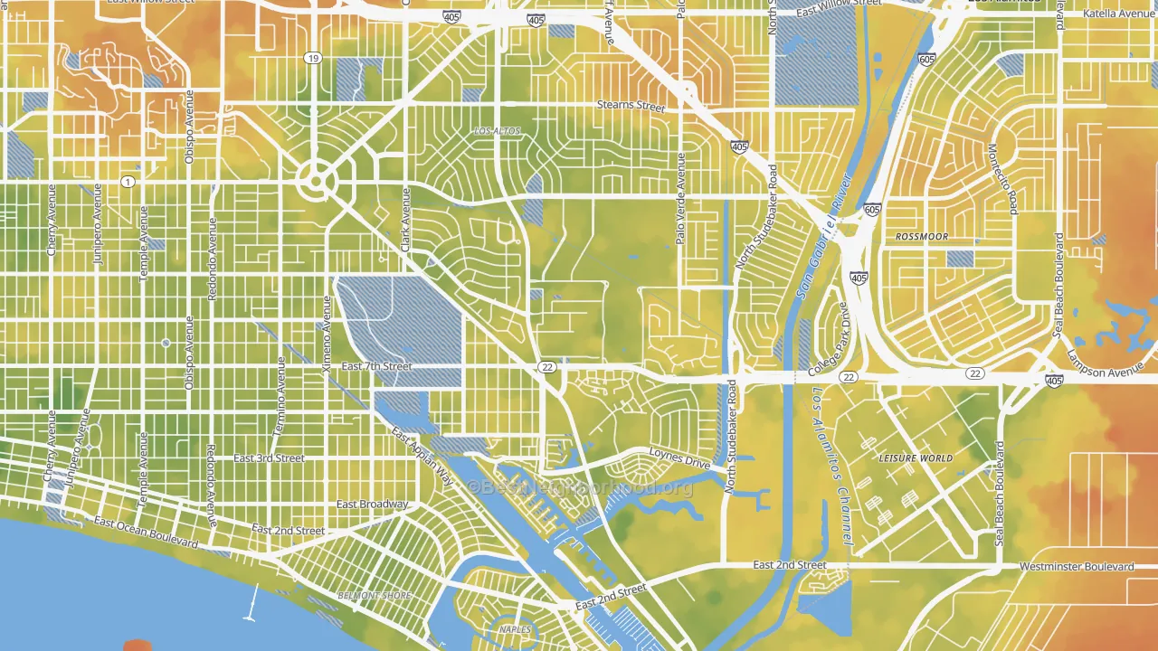 Bike Grade map of 90822, CA