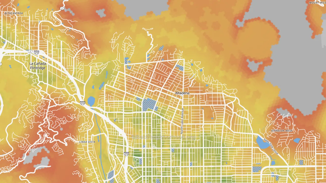 Bike Grade map of 91001, CA