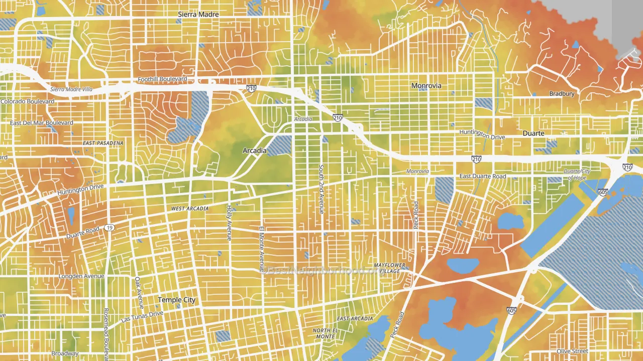 Bike Grade map of 91006, CA