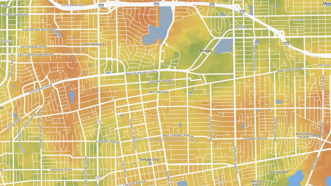 Bike Grade map of 91007, CA