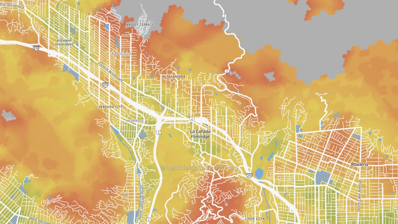 Bike Grade map of 91011, CA