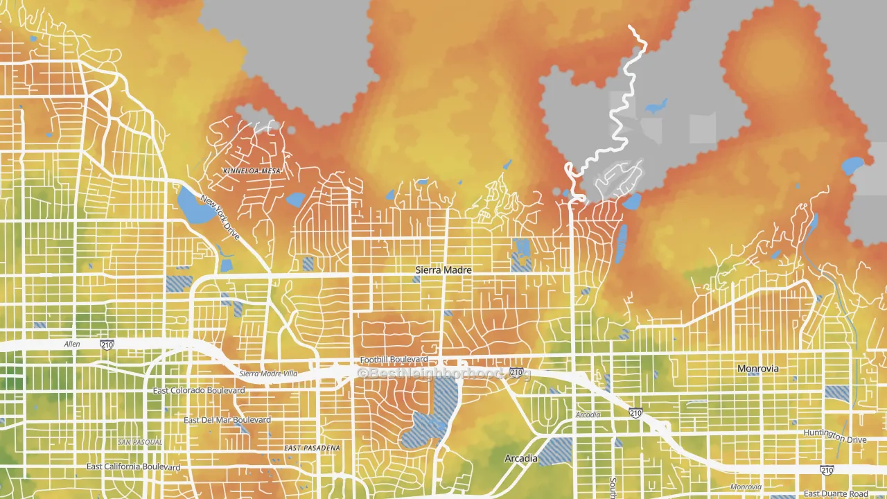 Bike Grade map of 91024, CA
