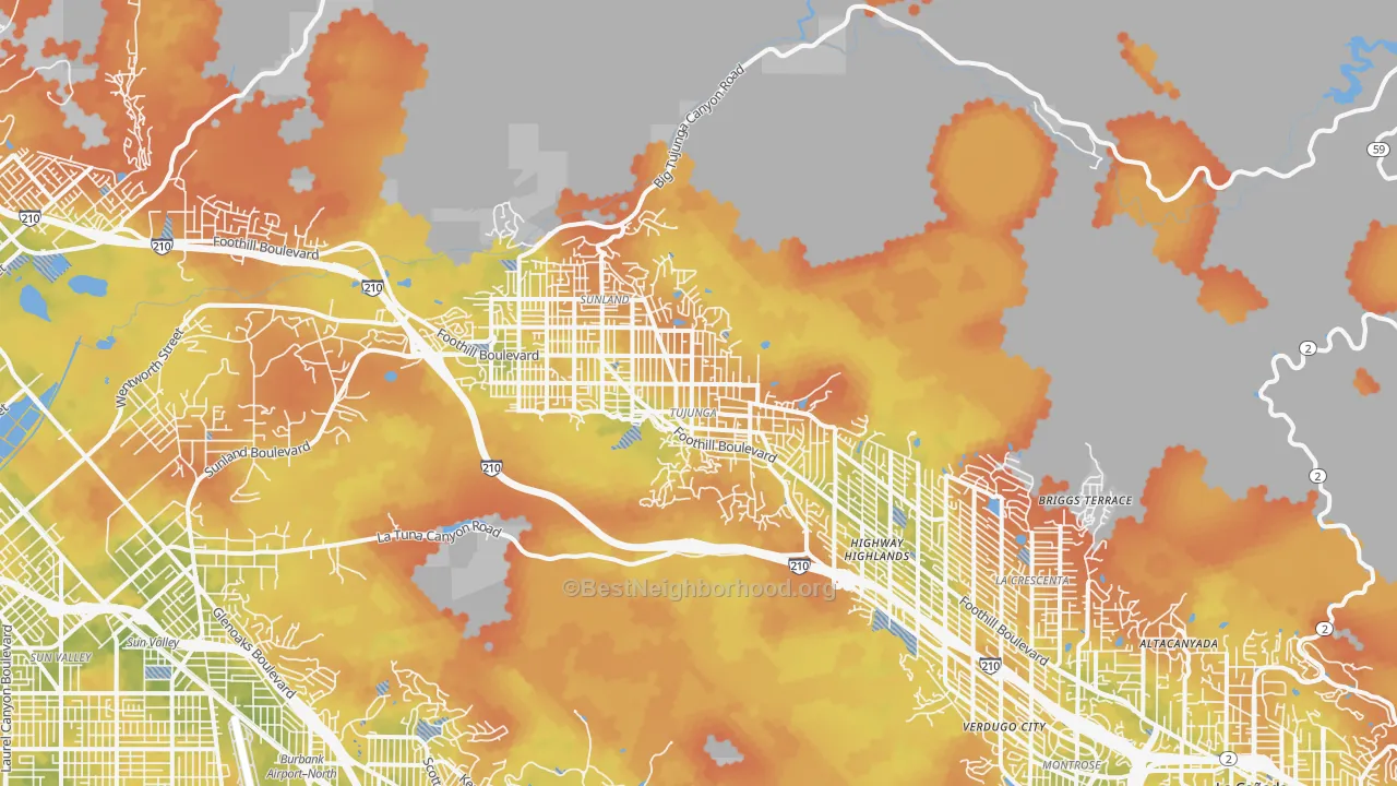 Bike Grade map of 91042, CA