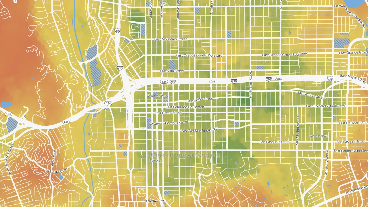 Bike Grade map of 91101, CA