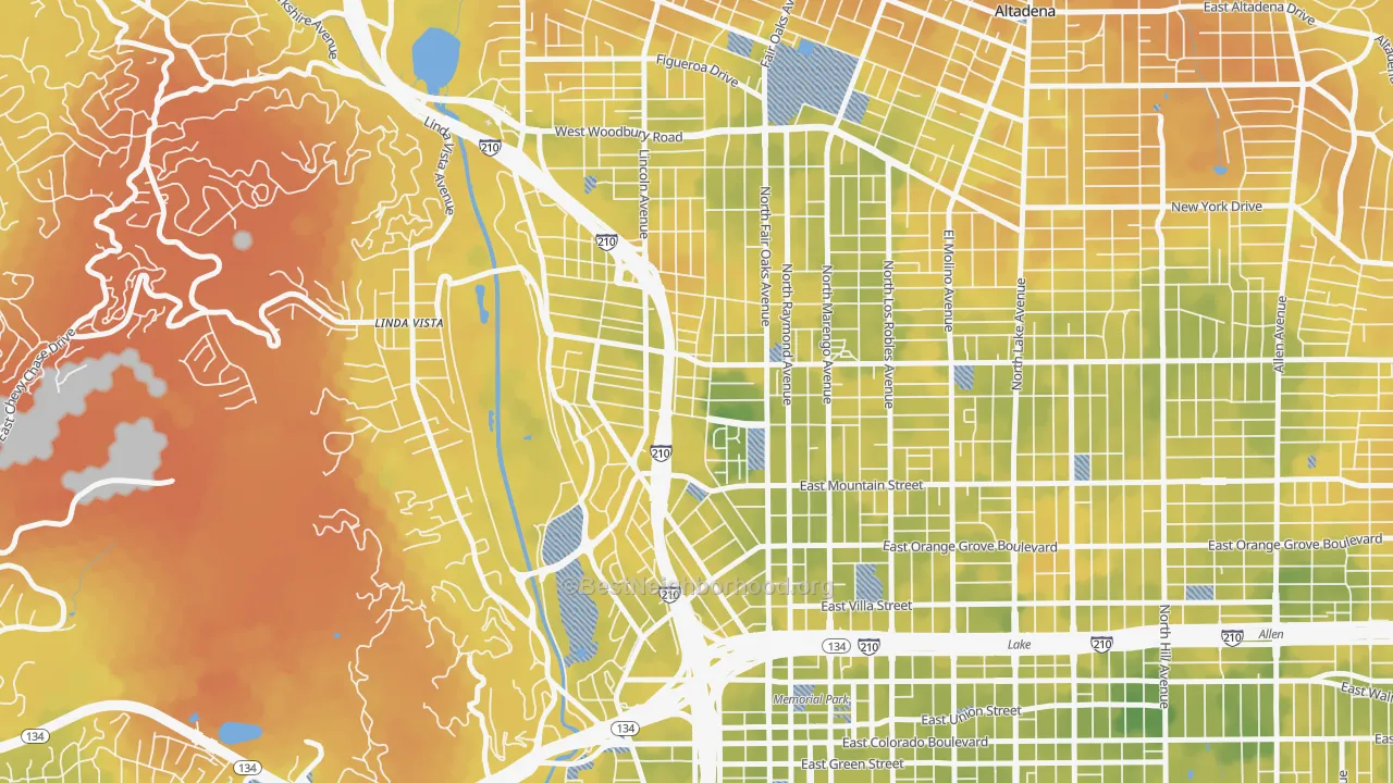 Bike Grade map of 91103, CA