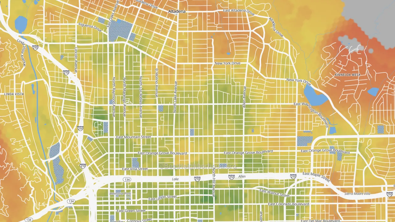 Bike Grade map of 91104, CA