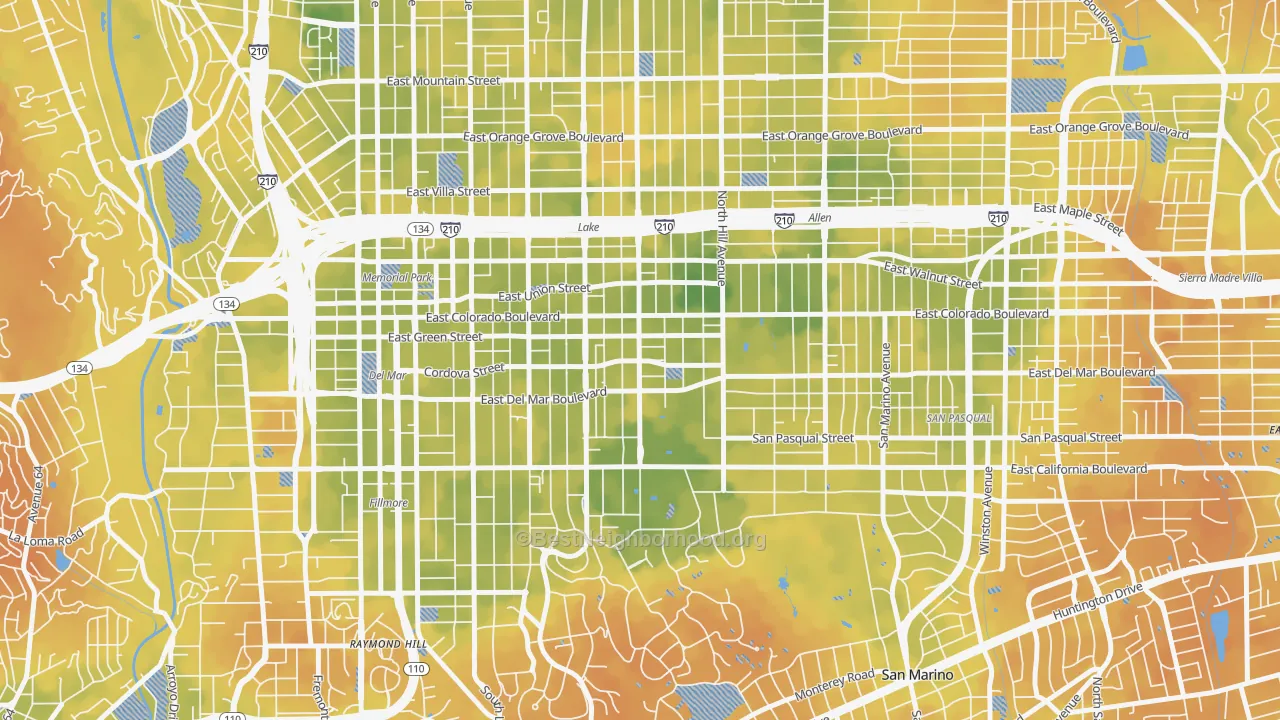 Bike Grade map of 91106, CA