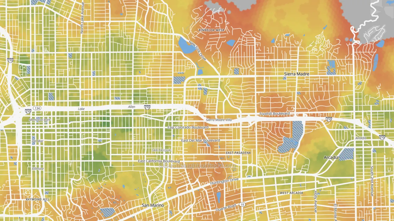 Bike Grade map of 91107, CA