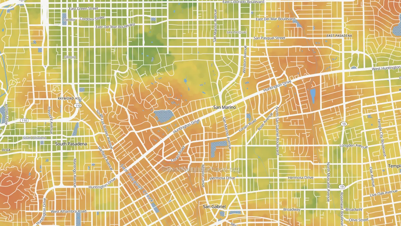 Bike Grade map of 91108, CA
