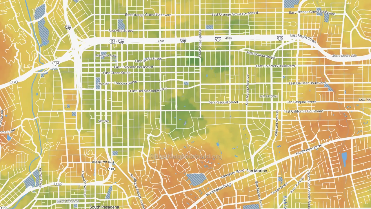 Bike Grade map of 91125, CA