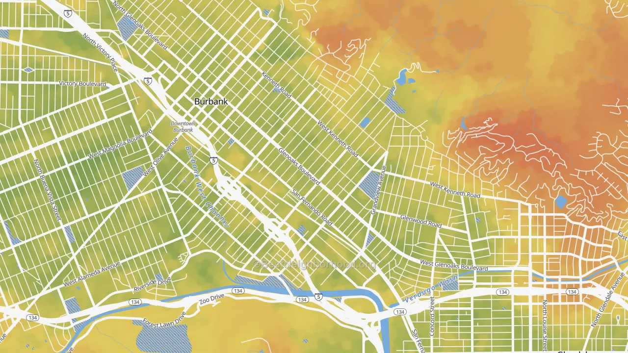 Bike Grade map of 91201, CA