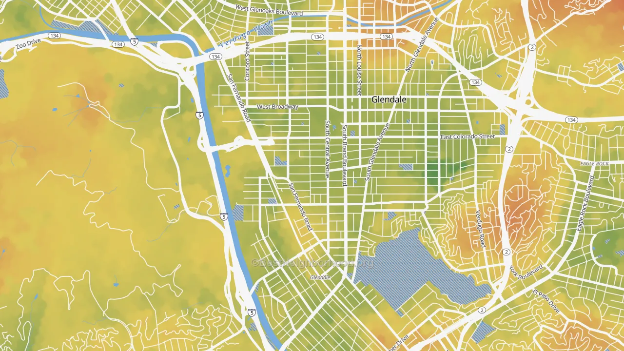Bike Grade map of 91204, CA