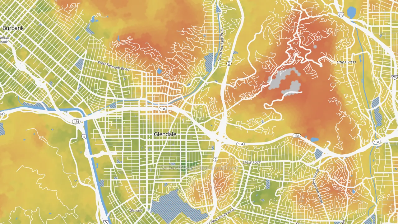 Bike Grade map of 91206, CA