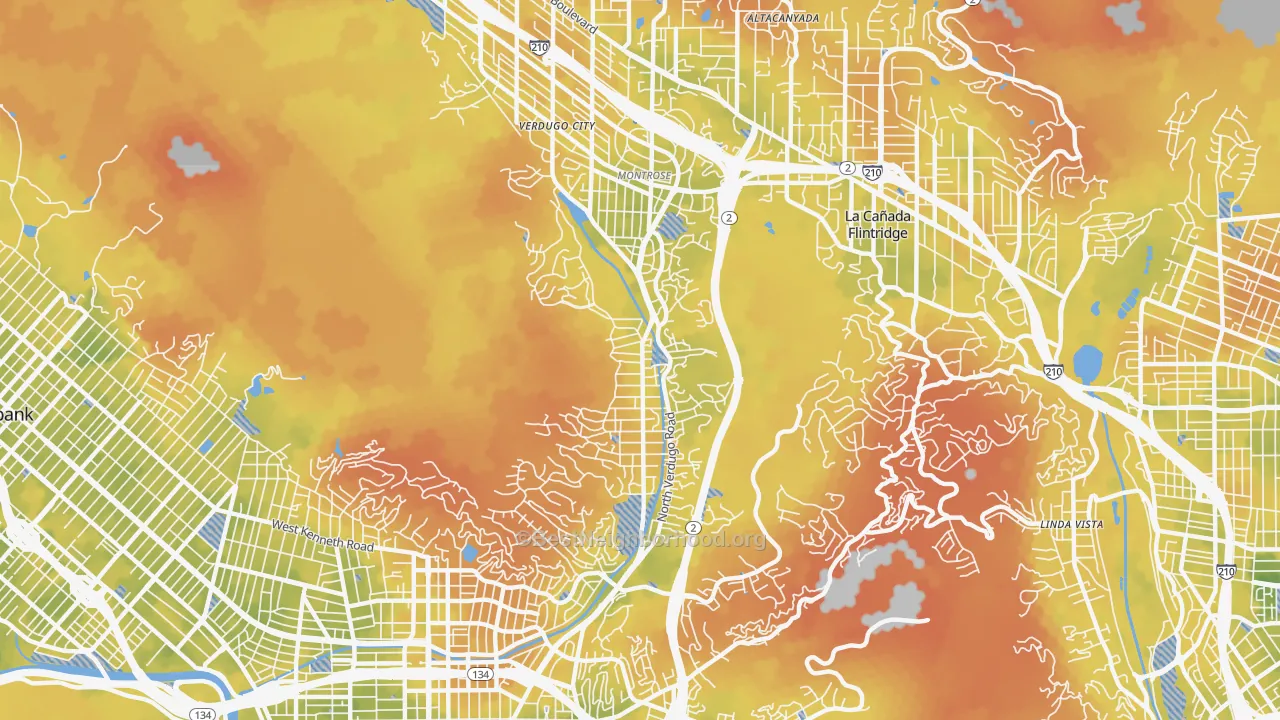 Bike Grade map of 91208, CA