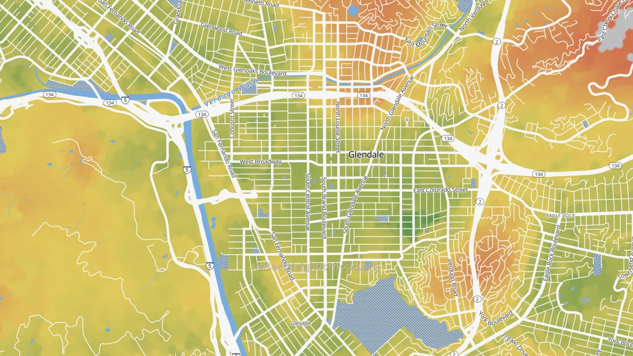 Bike Grade map of 91210, CA