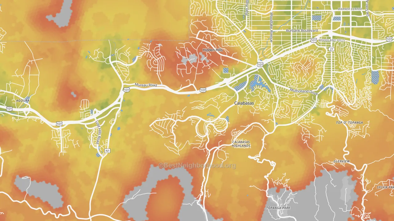 Bike Grade map of 91302, CA