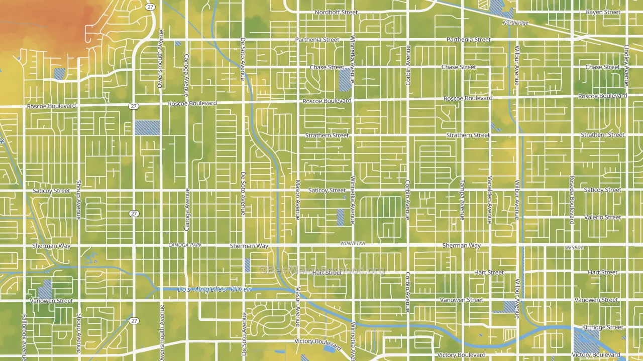 Bike Grade map of 91306, CA