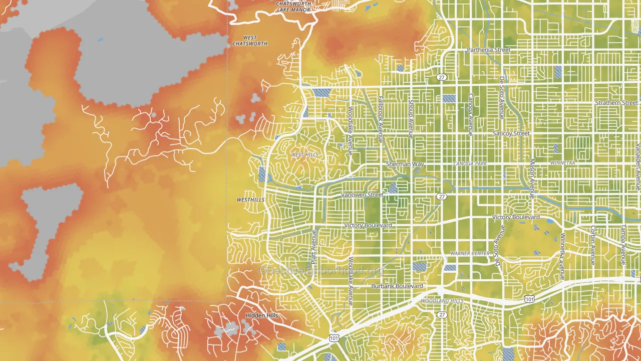 Bike Grade map of 91307, CA