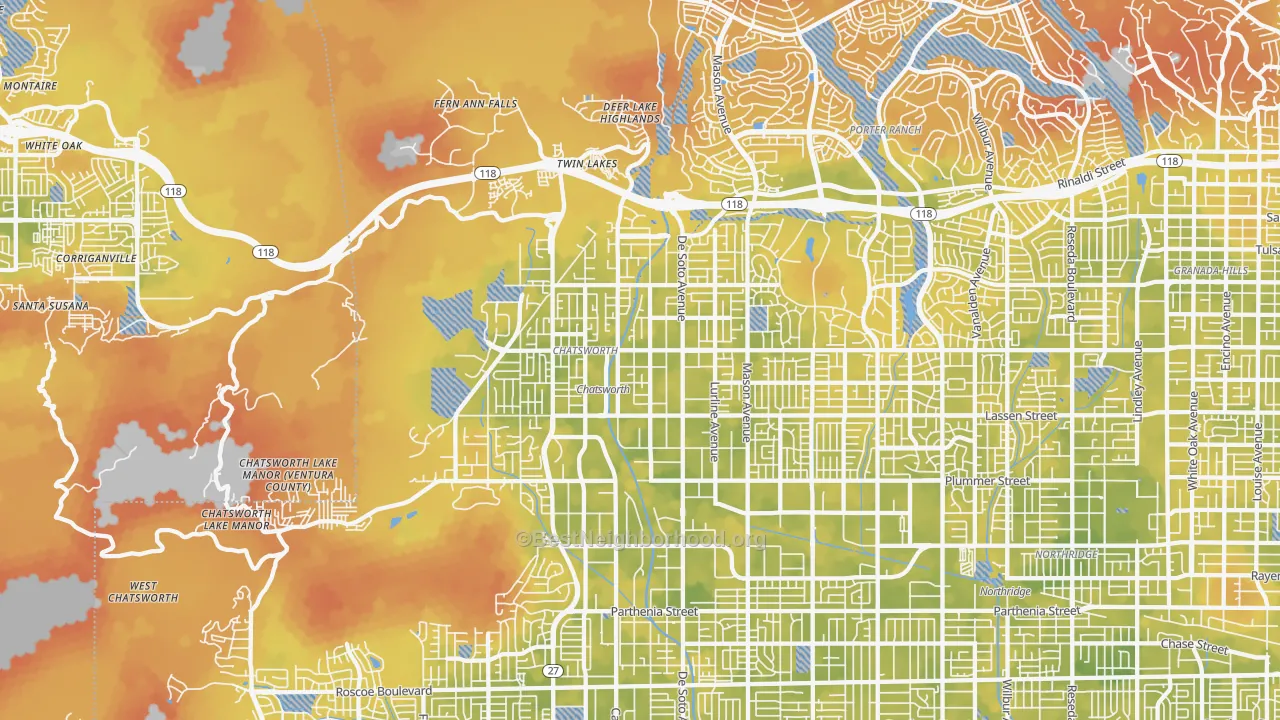 Bike Grade map of 91311, CA