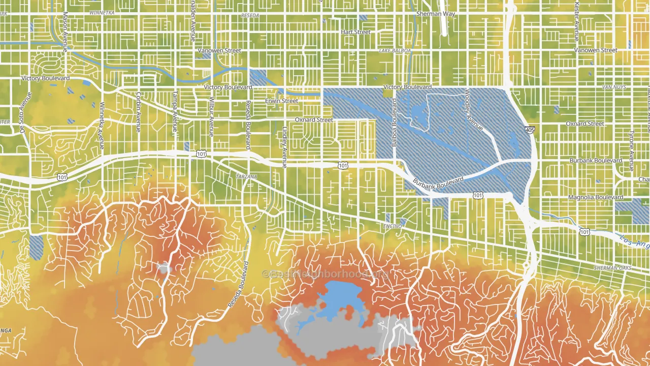 Bike Grade map of 91316, CA