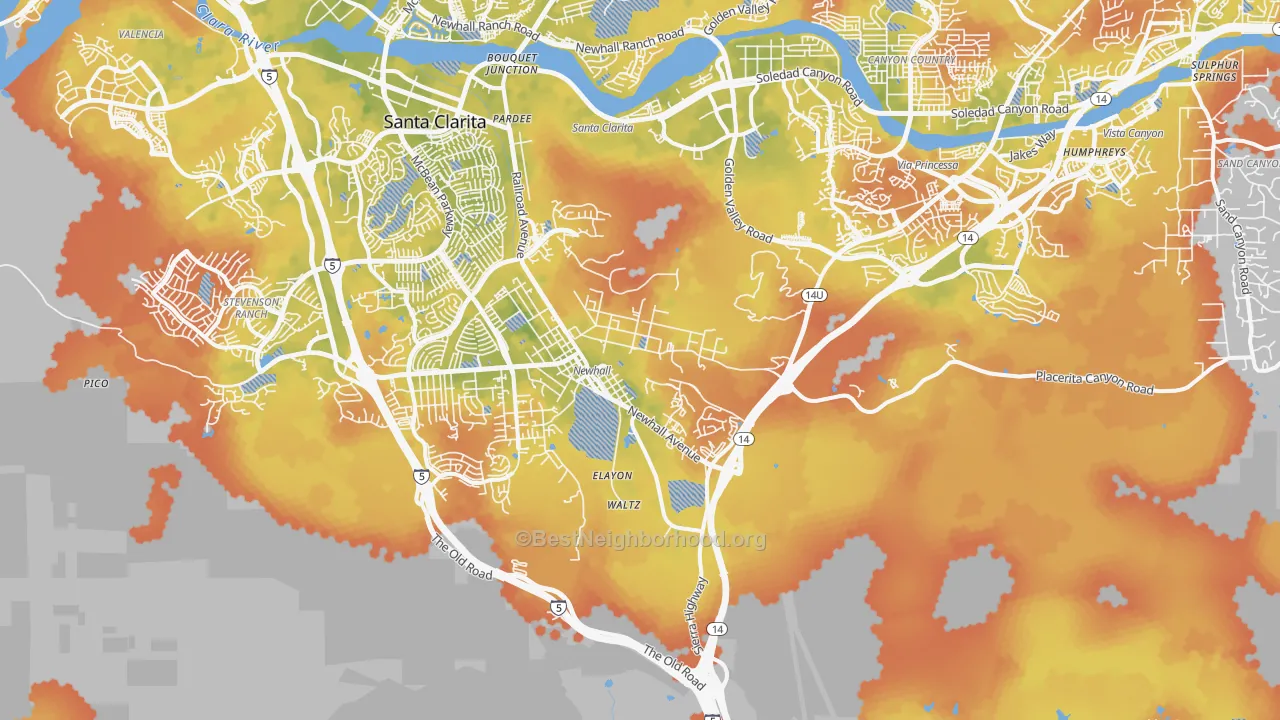 Bike Grade map of 91321, CA