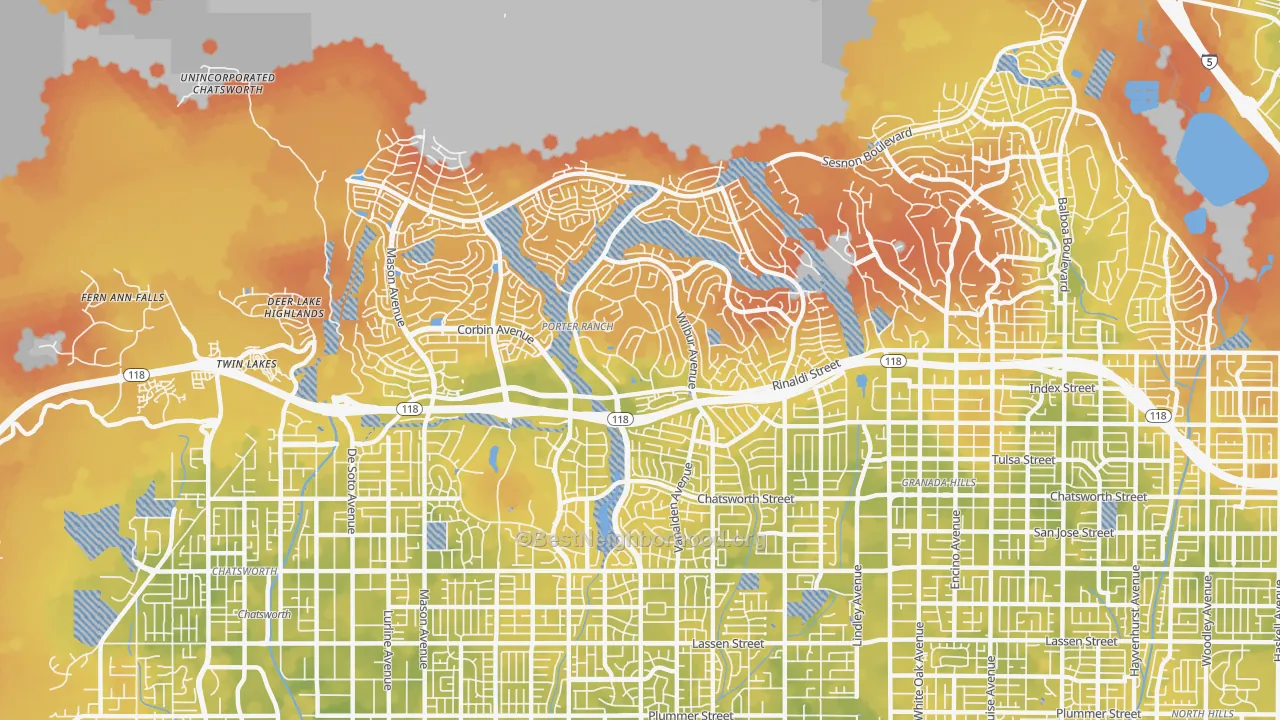 Bike Grade map of 91326, CA