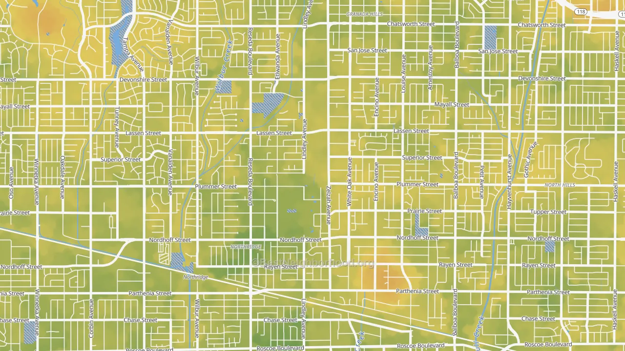 Bike Grade map of 91330, CA
