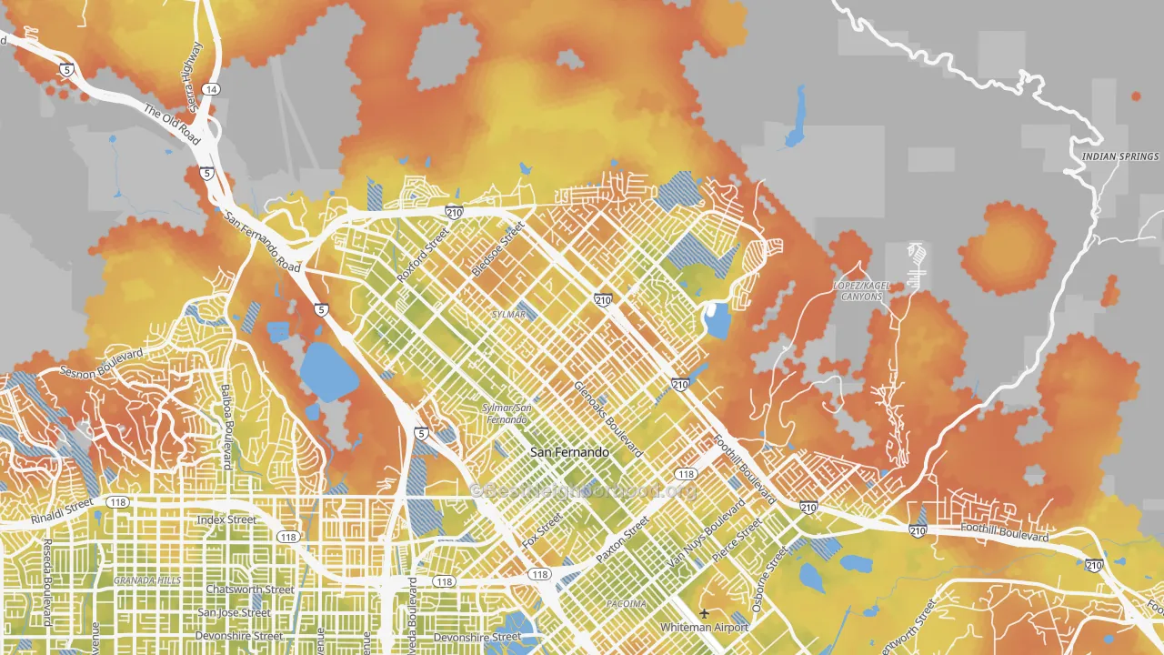Bike Grade map of 91342, CA