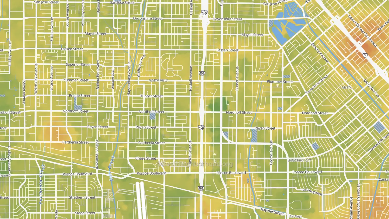 Bike Grade map of 91343, CA