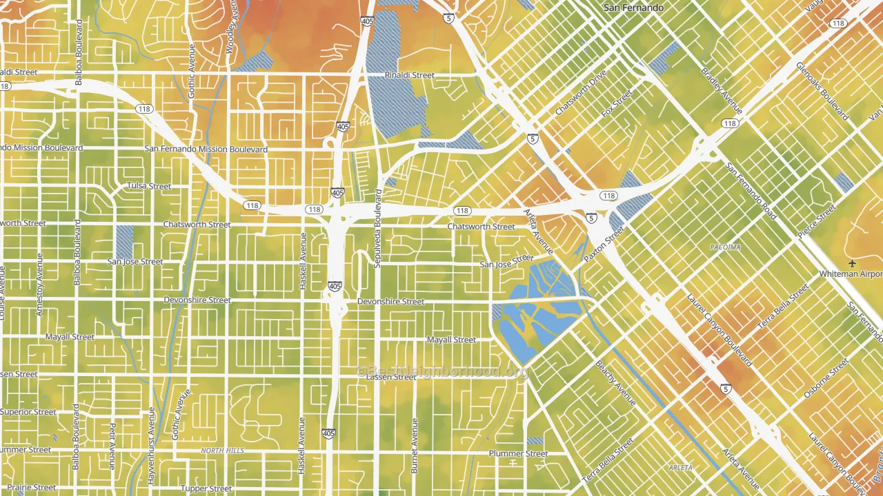 Bike Grade map of 91345, CA