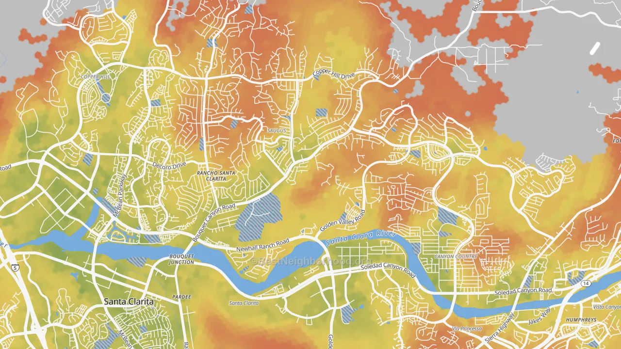 Bike Grade map of 91350, CA