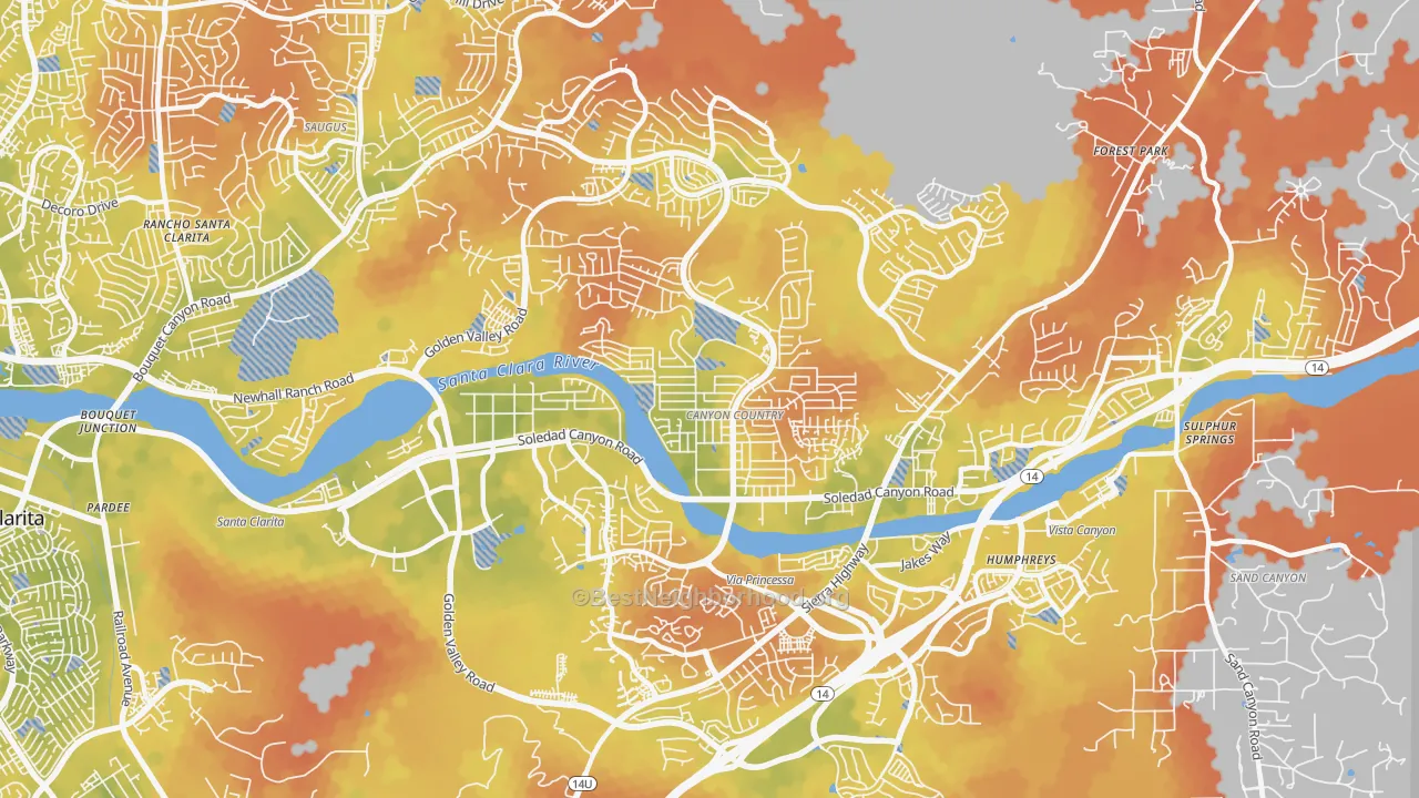 Bike Grade map of 91351, CA