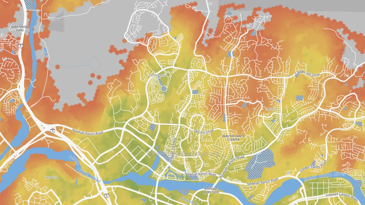 Bike Grade map of 91354, CA