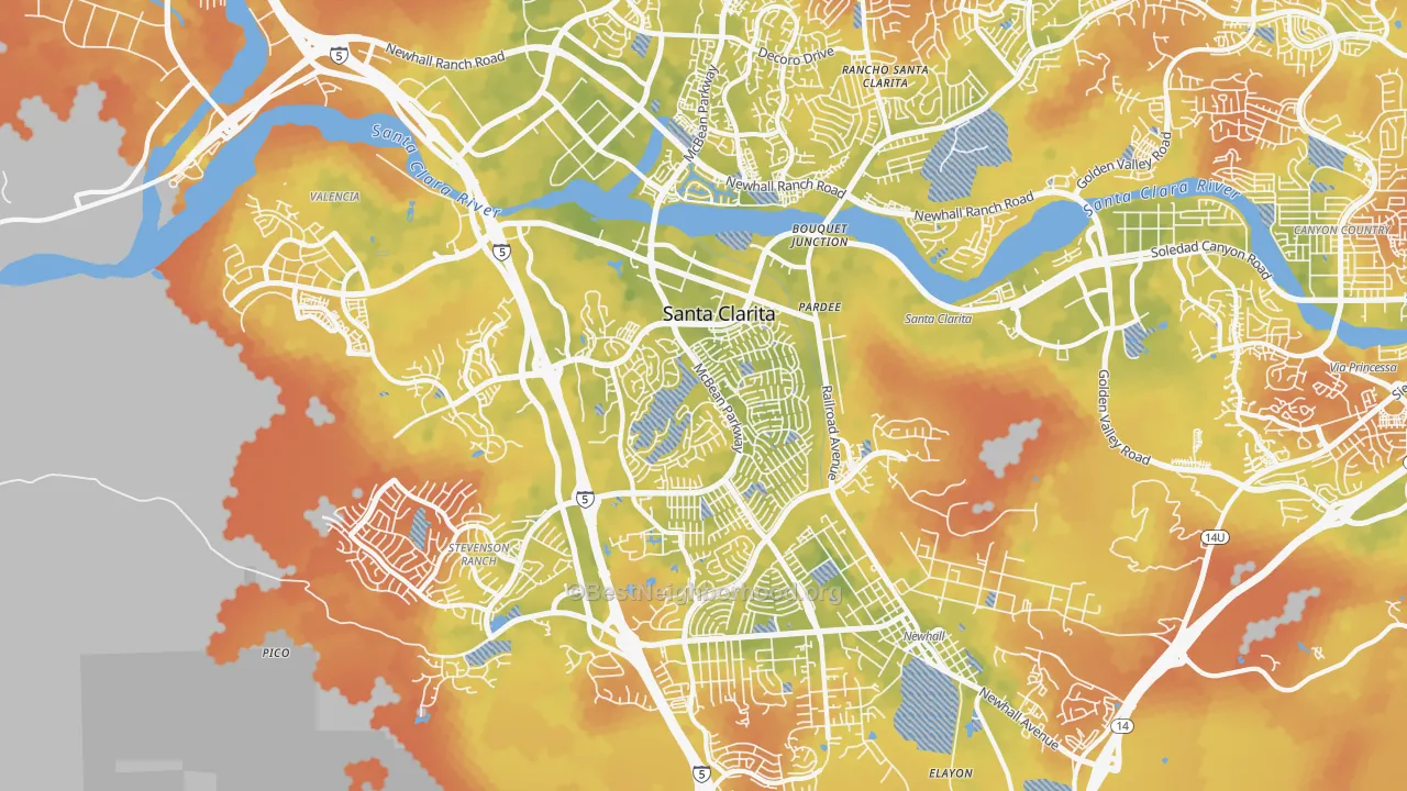 Bike Grade map of 91355, CA
