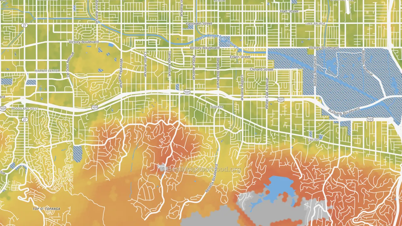 Bike Grade map of 91356, CA