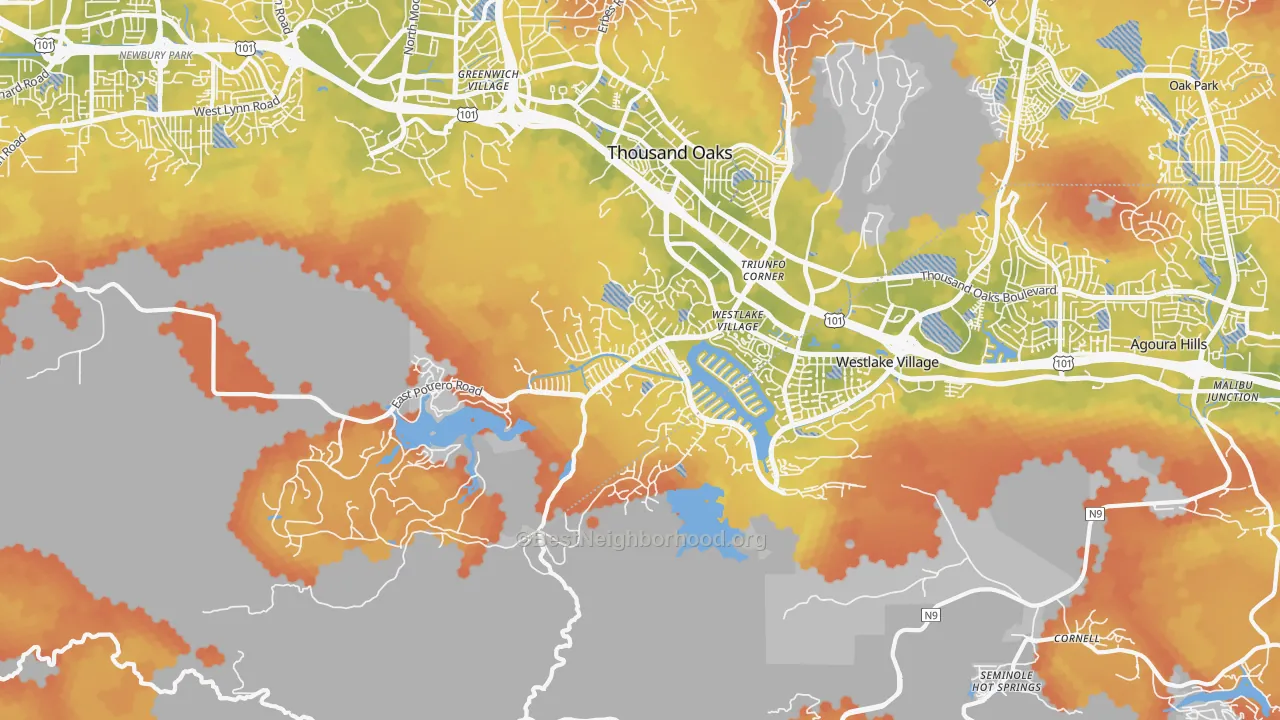 Bike Grade map of 91361, CA