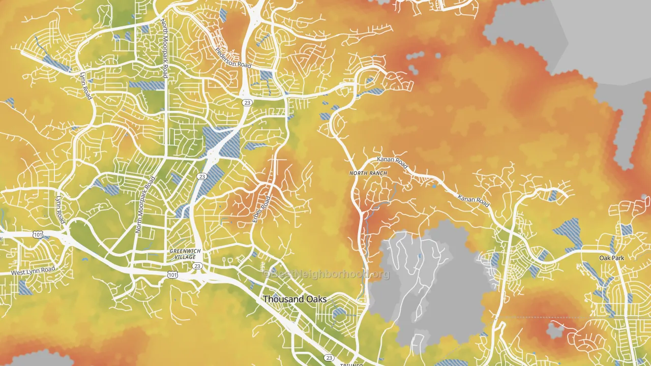 Bike Grade map of 91362, CA