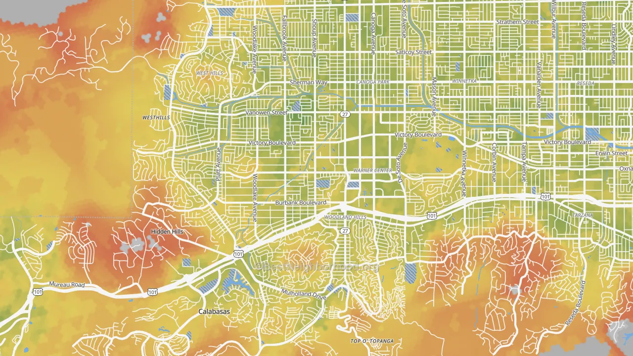 Bike Grade map of 91367, CA