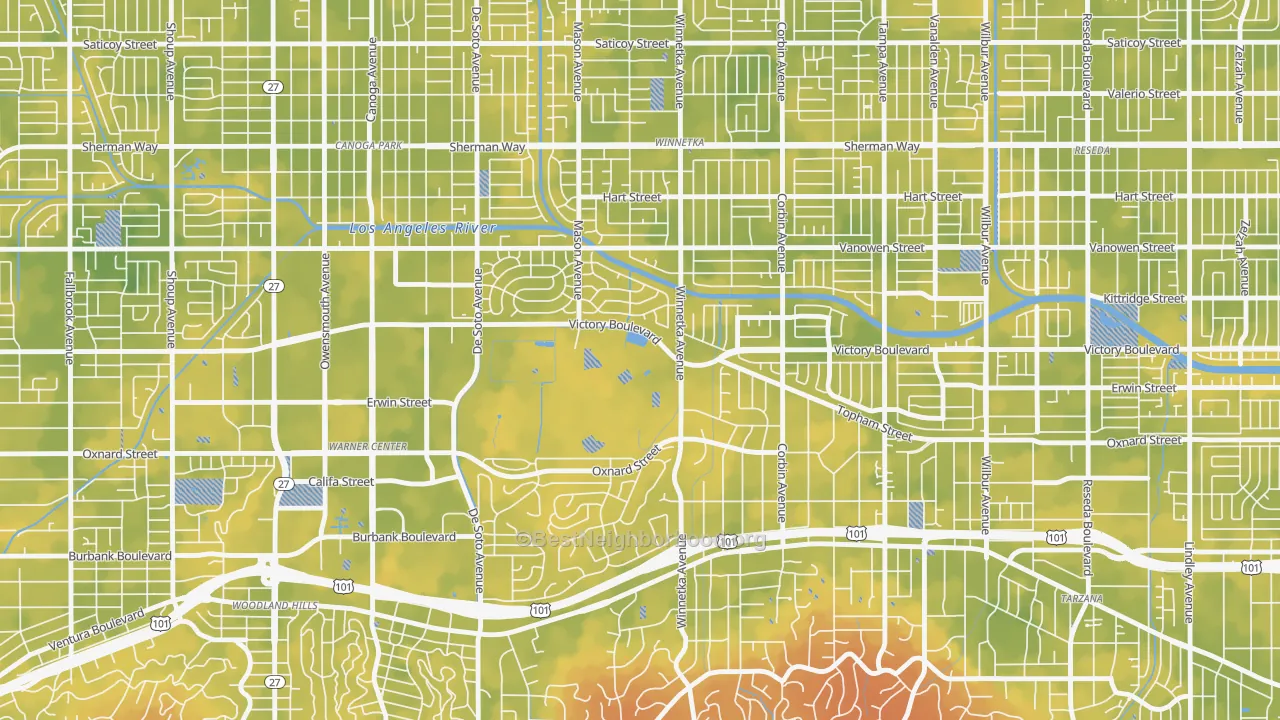 Bike Grade map of 91371, CA