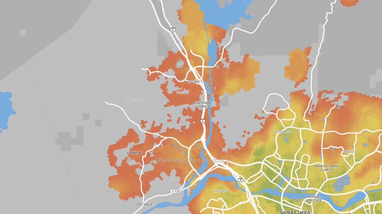 Bike Grade map of 91384, CA