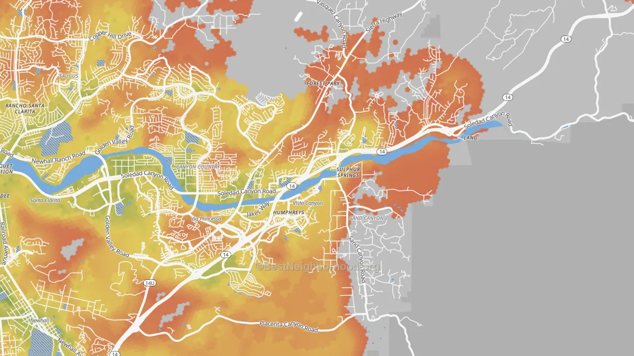 Bike Grade map of 91387, CA