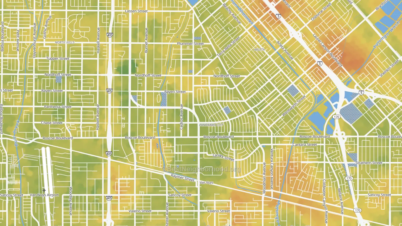 Bike Grade map of 91402, CA