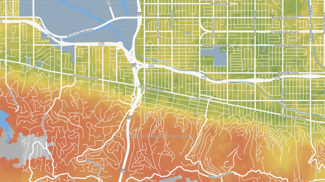 Bike Grade map of 91403, CA