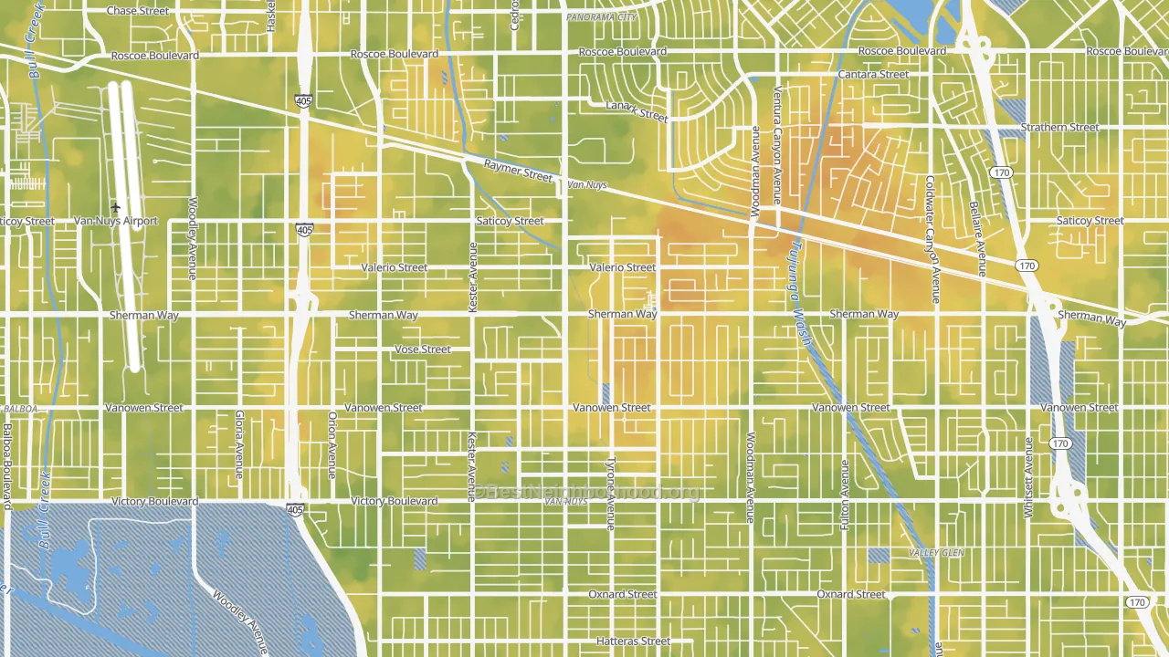 Bike Grade map of 91405, CA