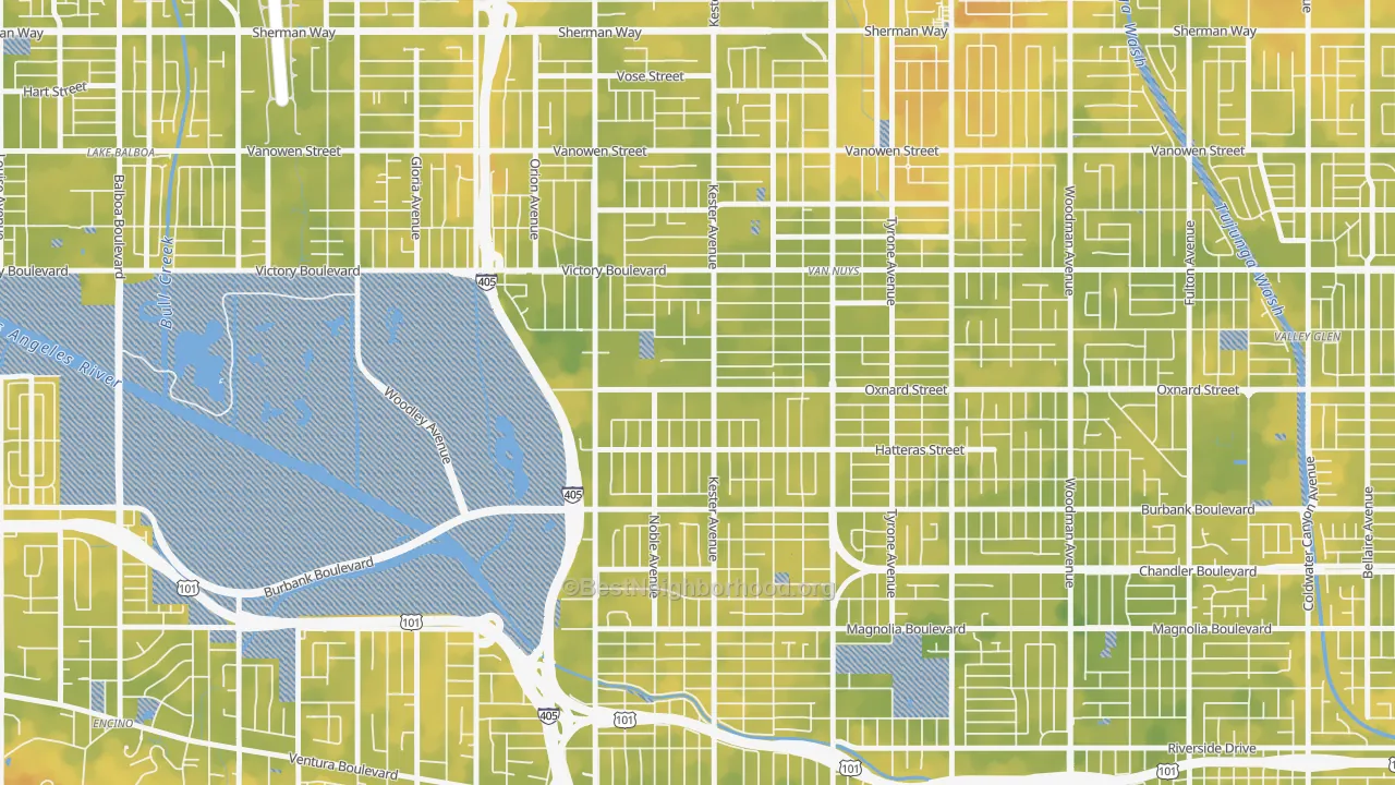 Bike Grade map of 91411, CA